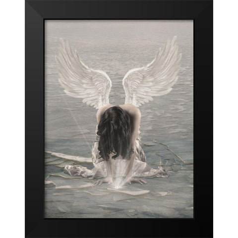 Cold Heart Black Modern Wood Framed Art Print by Babette