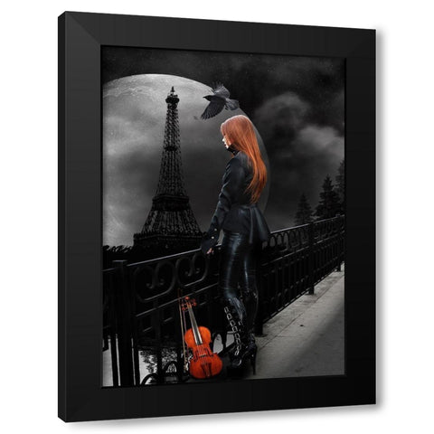 Lonely Paris Black Modern Wood Framed Art Print by Babette