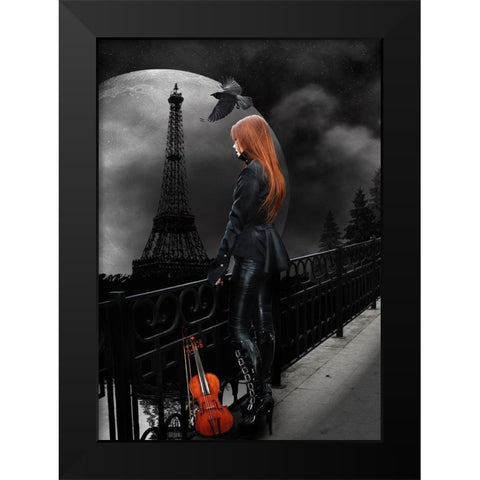 Lonely Paris Black Modern Wood Framed Art Print by Babette