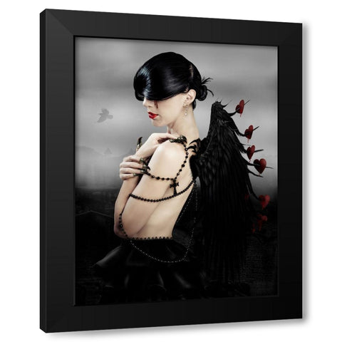 Love Hurts Black Modern Wood Framed Art Print by Babette
