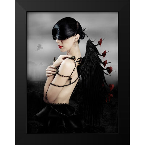 Love Hurts Black Modern Wood Framed Art Print by Babette