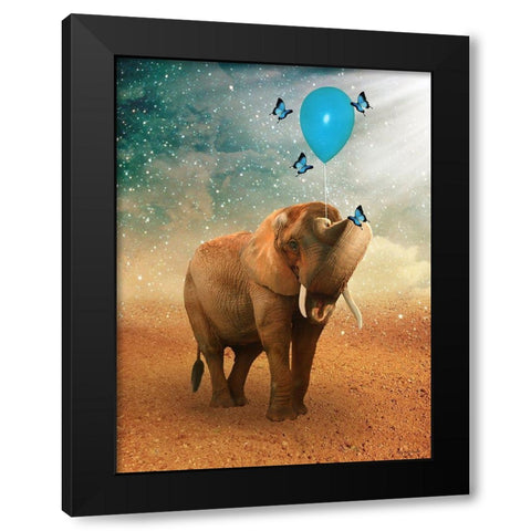 The Elephant Ricardo 4 Black Modern Wood Framed Art Print by Babette