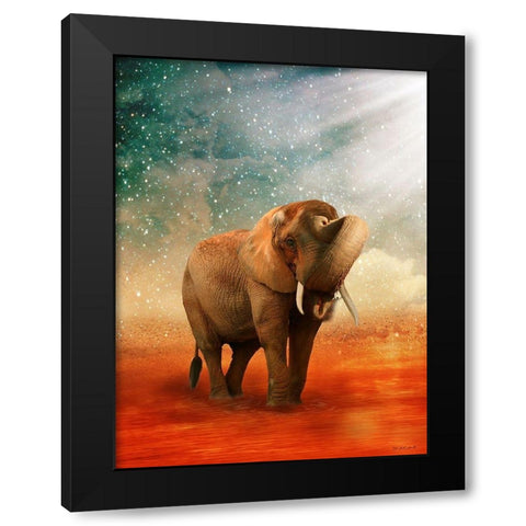 The Elephant Ricardo 5 Black Modern Wood Framed Art Print with Double Matting by Babette