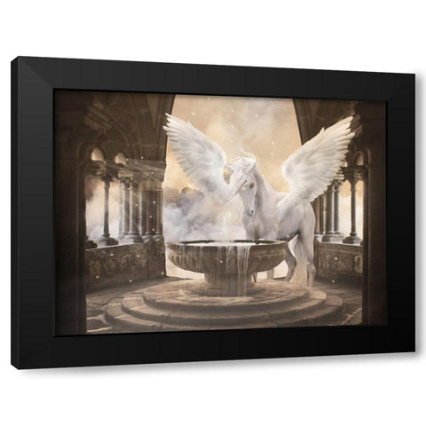 The Unicorn from Heaven Black Modern Wood Framed Art Print by Babette