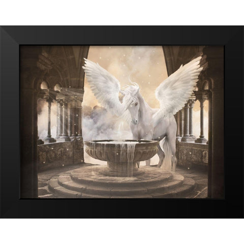 The Unicorn from Heaven Black Modern Wood Framed Art Print by Babette