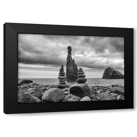 Stones Black Modern Wood Framed Art Print by Carlier, Dick