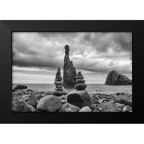 Stones Black Modern Wood Framed Art Print by Carlier, Dick