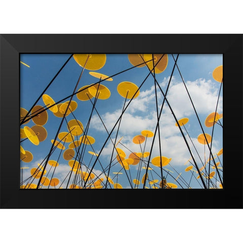 Yellow Disks I Black Modern Wood Framed Art Print by Carlier, Dick