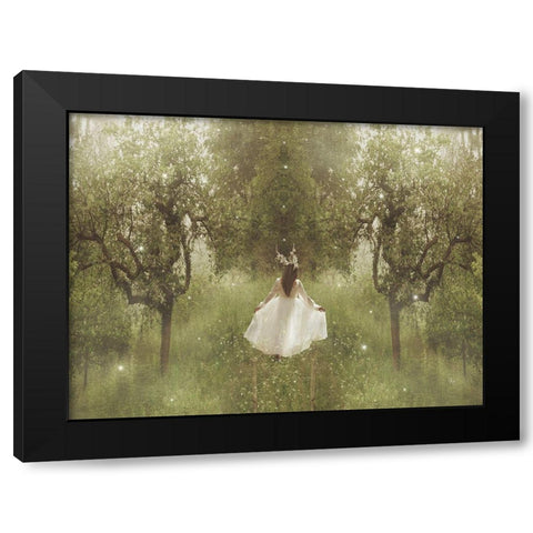 Aurore Black Modern Wood Framed Art Print with Double Matting by Babette