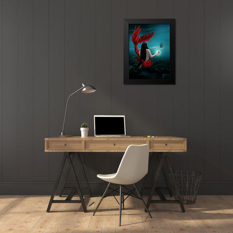 Drifting Black Modern Wood Framed Art Print by Babette