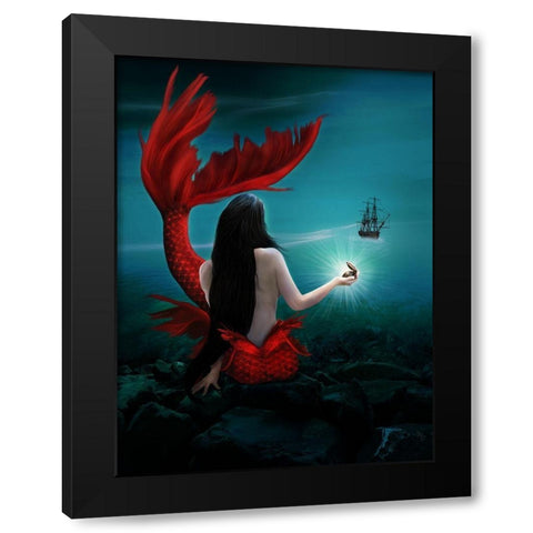 Drifting Black Modern Wood Framed Art Print by Babette