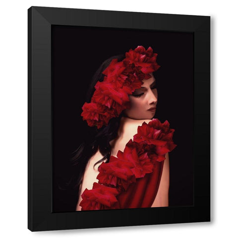 Spanish Rose Black Modern Wood Framed Art Print by Babette