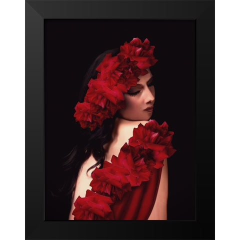 Spanish Rose Black Modern Wood Framed Art Print by Babette