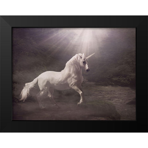 Unicorn Black Modern Wood Framed Art Print by Babette
