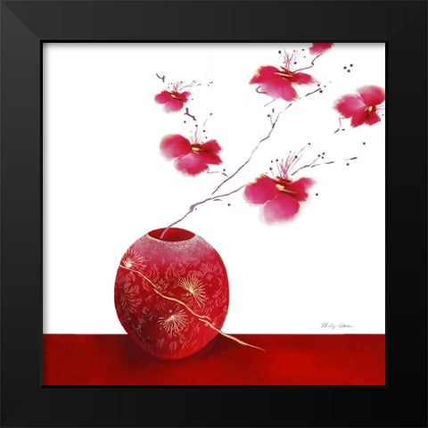 Laquer Red II Black Modern Wood Framed Art Print by Robertson, Marilyn