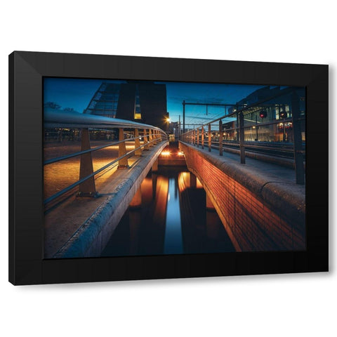 Trainstation Black Modern Wood Framed Art Print with Double Matting by van Gog, Henk