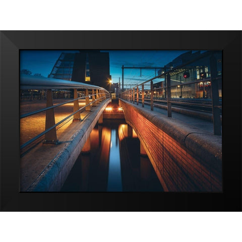 Trainstation Black Modern Wood Framed Art Print by van Gog, Henk