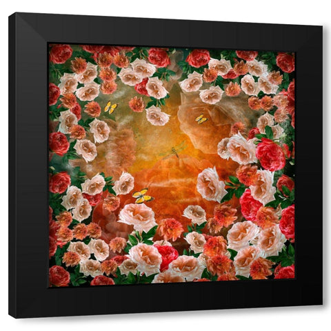 Love Roses Black Modern Wood Framed Art Print by van Gog, Henk