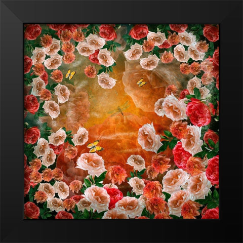 Love Roses Black Modern Wood Framed Art Print by van Gog, Henk