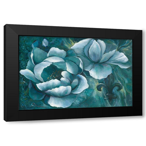 Blue Blooming Black Modern Wood Framed Art Print with Double Matting by Withaar, Rian