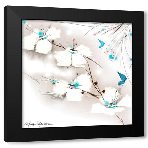 Turquoise And Blue Black Modern Wood Framed Art Print by Robertson, Marilyn