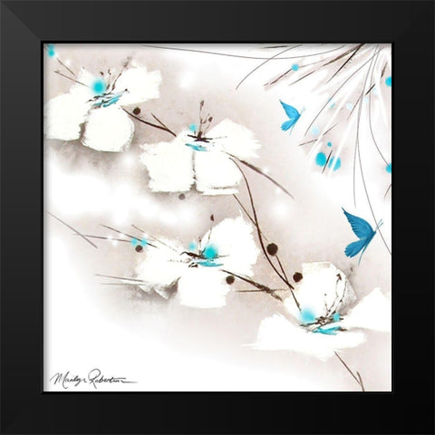 Turquoise And Blue Black Modern Wood Framed Art Print by Robertson, Marilyn
