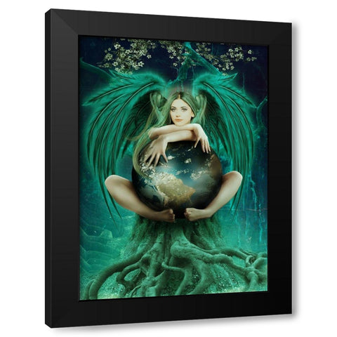 Angel Anthea Black Modern Wood Framed Art Print with Double Matting by Babette