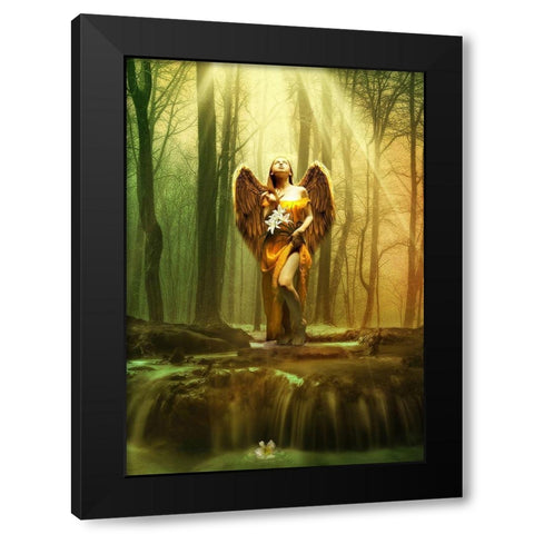 Angel Gabriel Black Modern Wood Framed Art Print by Babette