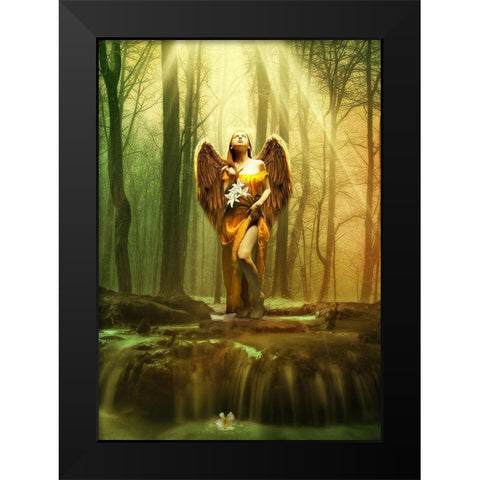 Angel Gabriel Black Modern Wood Framed Art Print by Babette
