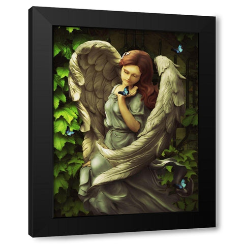 Angel Oriphiel Black Modern Wood Framed Art Print with Double Matting by Babette