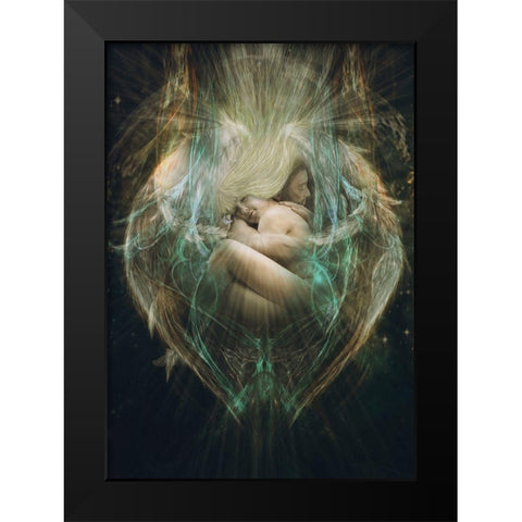 Angel Raguel Black Modern Wood Framed Art Print by Babette