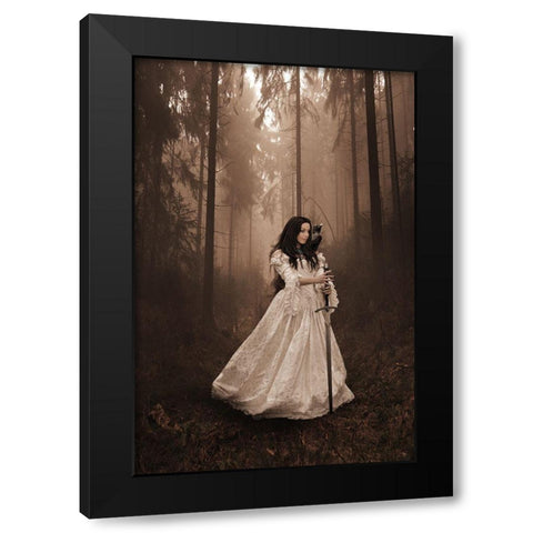 Babette Warrior Black Modern Wood Framed Art Print by Babette