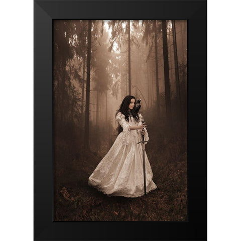 Babette Warrior Black Modern Wood Framed Art Print by Babette