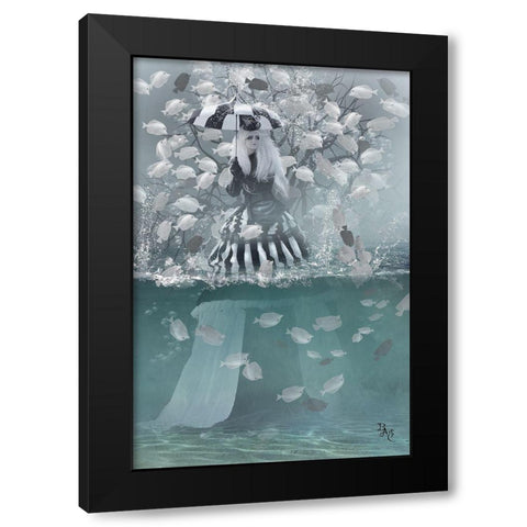 Balderdash Fishes Black Modern Wood Framed Art Print by Babette