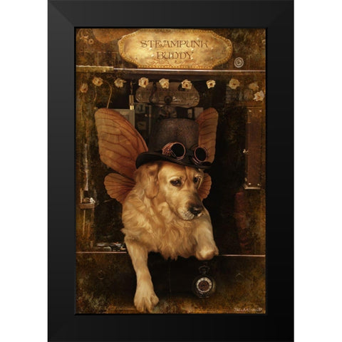 Buddy 1 Black Modern Wood Framed Art Print by Babette