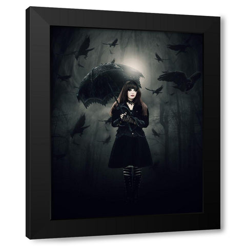 Dark Days Black Modern Wood Framed Art Print with Double Matting by Babette