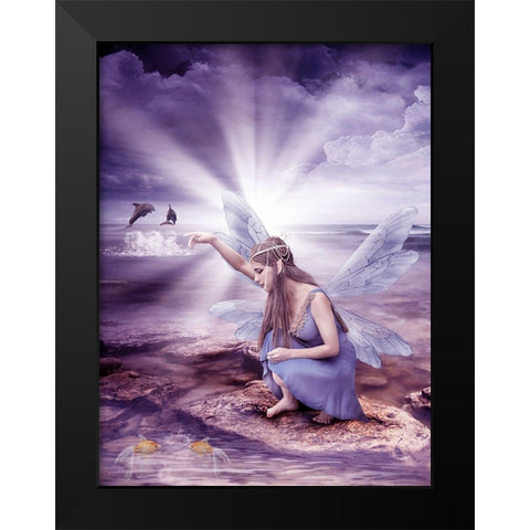 Fairy 4 Black Modern Wood Framed Art Print by Babette