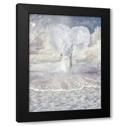 Liefdeskaart 16 Black Modern Wood Framed Art Print by Babette