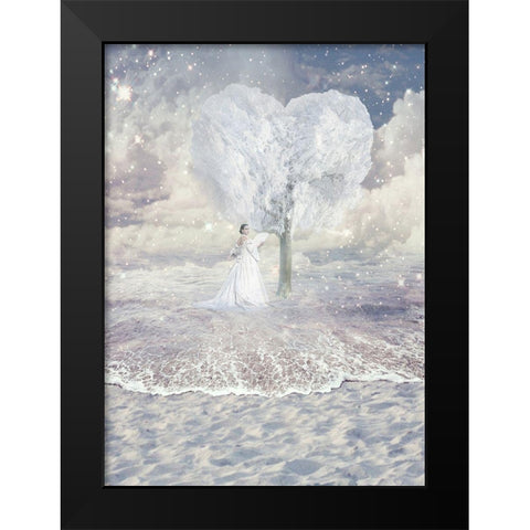 Liefdeskaart 16 Black Modern Wood Framed Art Print by Babette