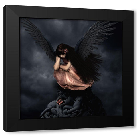 Rising Black Modern Wood Framed Art Print by Babette