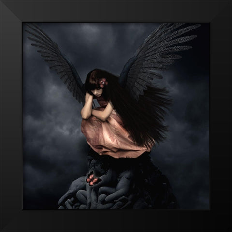 Rising Black Modern Wood Framed Art Print by Babette