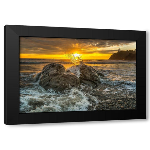 Splash I Black Modern Wood Framed Art Print with Double Matting by Kostka, Vladimir