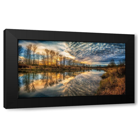 Clouds And River Black Modern Wood Framed Art Print by Kostka, Vladimir