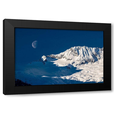 Moon And Mountains Black Modern Wood Framed Art Print with Double Matting by Kostka, Vladimir