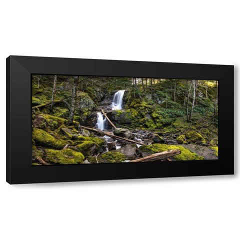 Stones And Waterfall Black Modern Wood Framed Art Print with Double Matting by Kostka, Vladimir