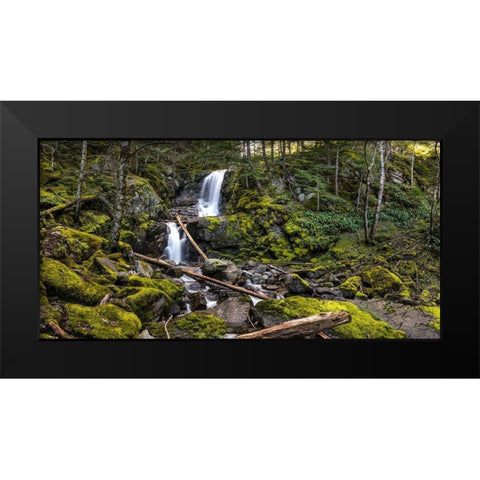 Stones And Waterfall Black Modern Wood Framed Art Print by Kostka, Vladimir