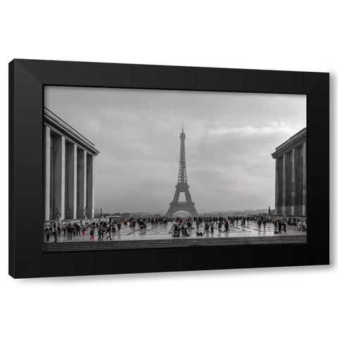 Paris With Red Accents Black Modern Wood Framed Art Print with Double Matting by Kostka, Vladimir