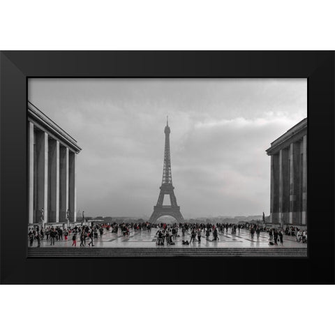 Paris With Red Accents Black Modern Wood Framed Art Print by Kostka, Vladimir