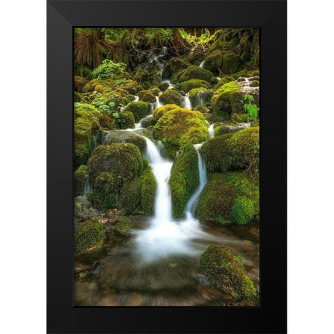 Waterfall I Black Modern Wood Framed Art Print by Kostka, Vladimir