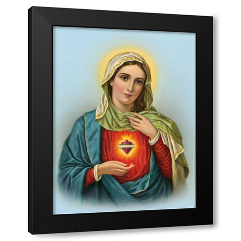 Hl. Herz Mariae Black Modern Wood Framed Art Print with Double Matting by Anonymous